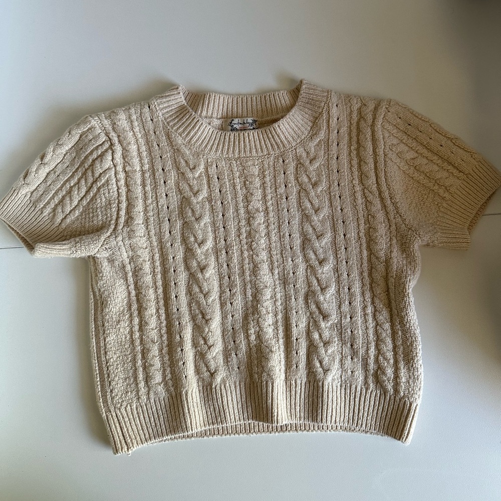 Free people short sleeve cropped knit sweater